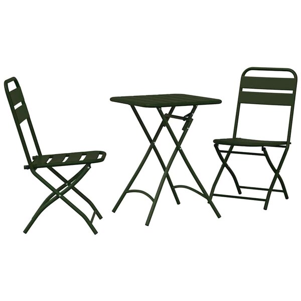 vidaXL Ensemble bistrot 3 Pièces Vert foncé Acier