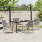 vidaXL Ensemble de salle à manger jardin 5 pièces avec coussins beige en rotin poly