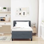 Lit à ressorts avec matelas gris foncé 90x200 cm en velours