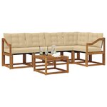 vidaXL Ensemble de canapés d'extérieur 6 Pièces Naturel et Beige