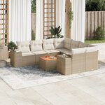 vidaXL Salon de jardin avec coussins 9 Pièces beige résine tressée