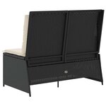 vidaXL Banc de jardin avec coussin Noir Poly rotin