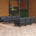 Vidaxl salon de jardin 8 pièces avec coussins anthracite bois de pin