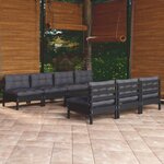 vidaXL Salon de jardin 8 Pièces avec coussins anthracite Bois de pin