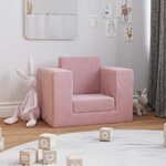 vidaXL Canapé-lit pour enfants Rose Peluche douce