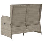 vidaXL Banc inclinable de jardin et coussins gris clair résine tressée