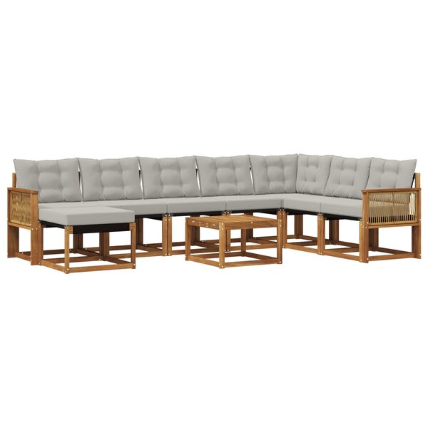vidaXL Ensemble de canapés d'extérieur 9 pc Naturel et gris clair