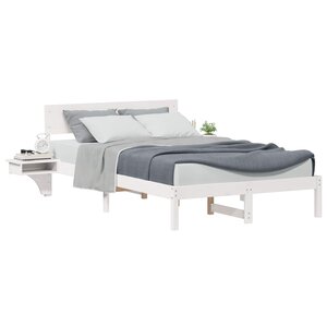 vidaXL Cadre de lit avec tête de lit Blanc 120 x 190 cm Pin massif