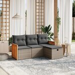 vidaXL Salon de jardin 4 Pièces avec coussins gris résine tressée