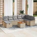 vidaXL Ensemble de canapé de jardin 9 Pièces Beige Poly rotin