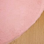 vidaXL Tapis en Fourrure Synthétique de Lapin Rose Ø 160 cm Polyester