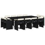 vidaXL Ensemble à manger de jardin 13 Pièces coussins noir résine tressée