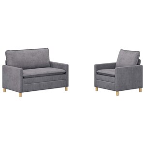 vidaXL Ensemble de Canapés 2 Pièces Gris clair Polyester