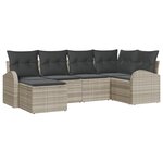 Set de 6 Pièces de Canapés de Jardin avec Coussins en Rattan Poly Gris Clair