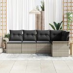 vidaXL Ensemble de canapé de jardin 5 Pièces Gris clair polyrotin