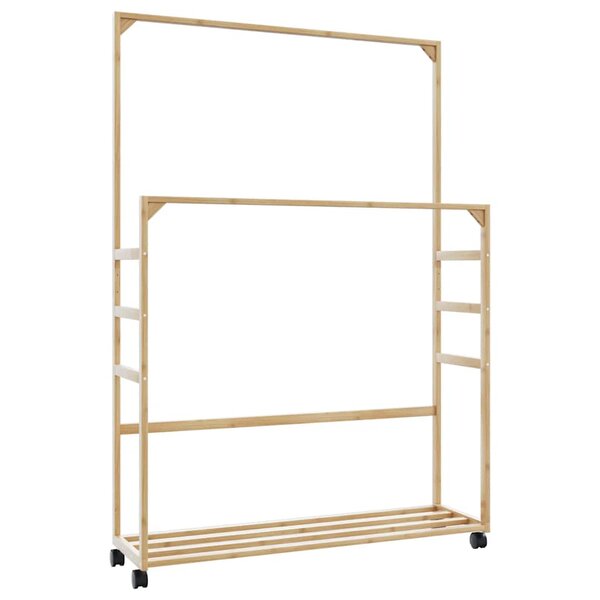 vidaXL Porte-vêtements et étagères et roulettes 90x35x155 cm bambou