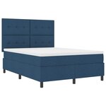 vidaXL Lit à ressorts avec matelas avec LED Bleu 140 x 190 cm tissu