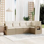 vidaXL Salon de jardin avec coussins 5 Pièces beige résine tressée