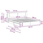 vidaXL Cadre de lit avec rangement avec tiroir Gris béton 200 x 200 cm