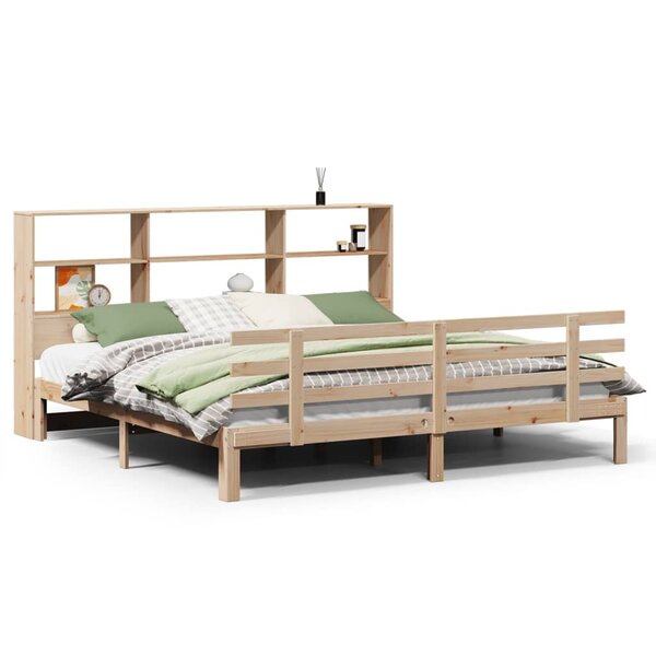 vidaXL Lit bibliothèque sans matelas 200x200 cm bois massif de pin