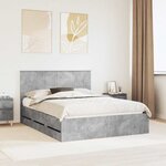 vidaXL Cadre de lit Gris béton 150 x 200 cm Bois Ingénierie