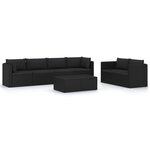Salon de jardin meuble d'extérieur ensemble de mobilier 7 pièces avec coussins résine tressée noir 02_0017324