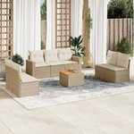 vidaXL Salon de jardin avec coussins 8 Pièces beige résine tressée