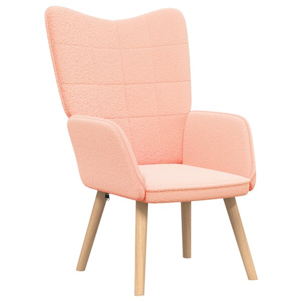 Chaise relaxante vidaXL en tissu curly rose