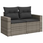 vidaXL Salon de jardin 9 Pièces avec coussins gris résine tressée