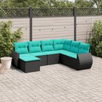 vidaXL Salon de jardin 7 Pièces avec coussins noir résine tressée
