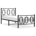 vidaXL Cadre de lit métal sans matelas avec pied de lit noir 90x200 cm