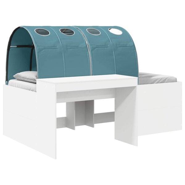 vidaXL Lit avec Tunnel 4 Pièces Blanc et bleu clair Bois d'ingénierie