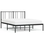 vidaXL Cadre de lit métal avec tête de lit noir 140x190 cm