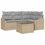 vidaXL Ensemble de canapé de jardin 5 Pièces Beige Poly rotin