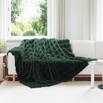 vidaXL Couverture en Fourrure de Lapin Synthétique 4 Pièces Vert foncé