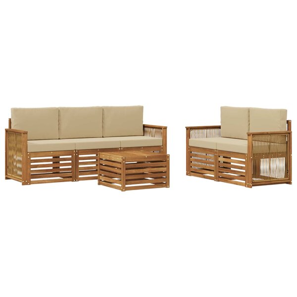 vidaXL Ensemble de canapés d'extérieur 6 pc Naturel et Beige