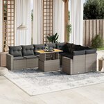 vidaXL Salon de jardin avec coussins 10 Pièces gris résine tressée