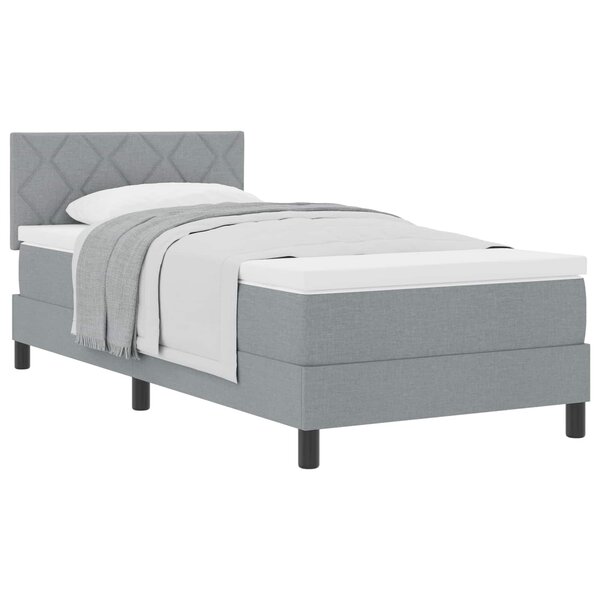 vidaXL Lit à ressorts avec tête de lit Gris clair 90 x 190 cm tissu