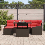 vidaXL Ensemble de Canapés 7 Pièces Marron et rouge Poly rotin