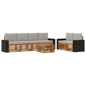 vidaXL Ensemble de canapés d'extérieur 7 Pièces Naturel et gris clair