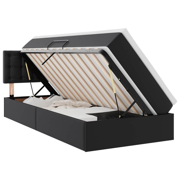 vidaXL Lit avec rangement et matelas Noir 100 x 200 cm Simili cuir