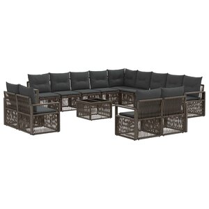 vidaXL Ensemble de canapé de jardin 14 pc Gris polyrotin