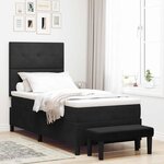 vidaXL Lit à ressorts avec coussin Noir 190 x 90 cm Velours