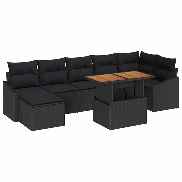 vidaXL Ensemble de salle à manger pour jardin 8 Pièces Noir et Marron