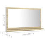vidaXL Miroir salle de bain Chêne sonoma 60x10 5x37 cm Bois ingénierie