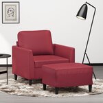 vidaXL Fauteuil avec repose-pied Rouge bordeaux 60 cm Similicuir