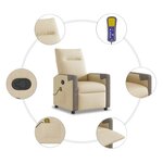 vidaXL Fauteuil de massage inclinable Crème Tissu