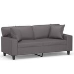 vidaXL Canapé 2 places avec oreillers décoratifs gris 140cm similicuir