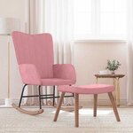 vidaXL Chaise à bascule avec repose-pied Rose Velours