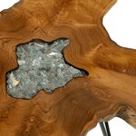 vidaXL Table basse 70x45 cm Bois de teck massif et polyrésine
